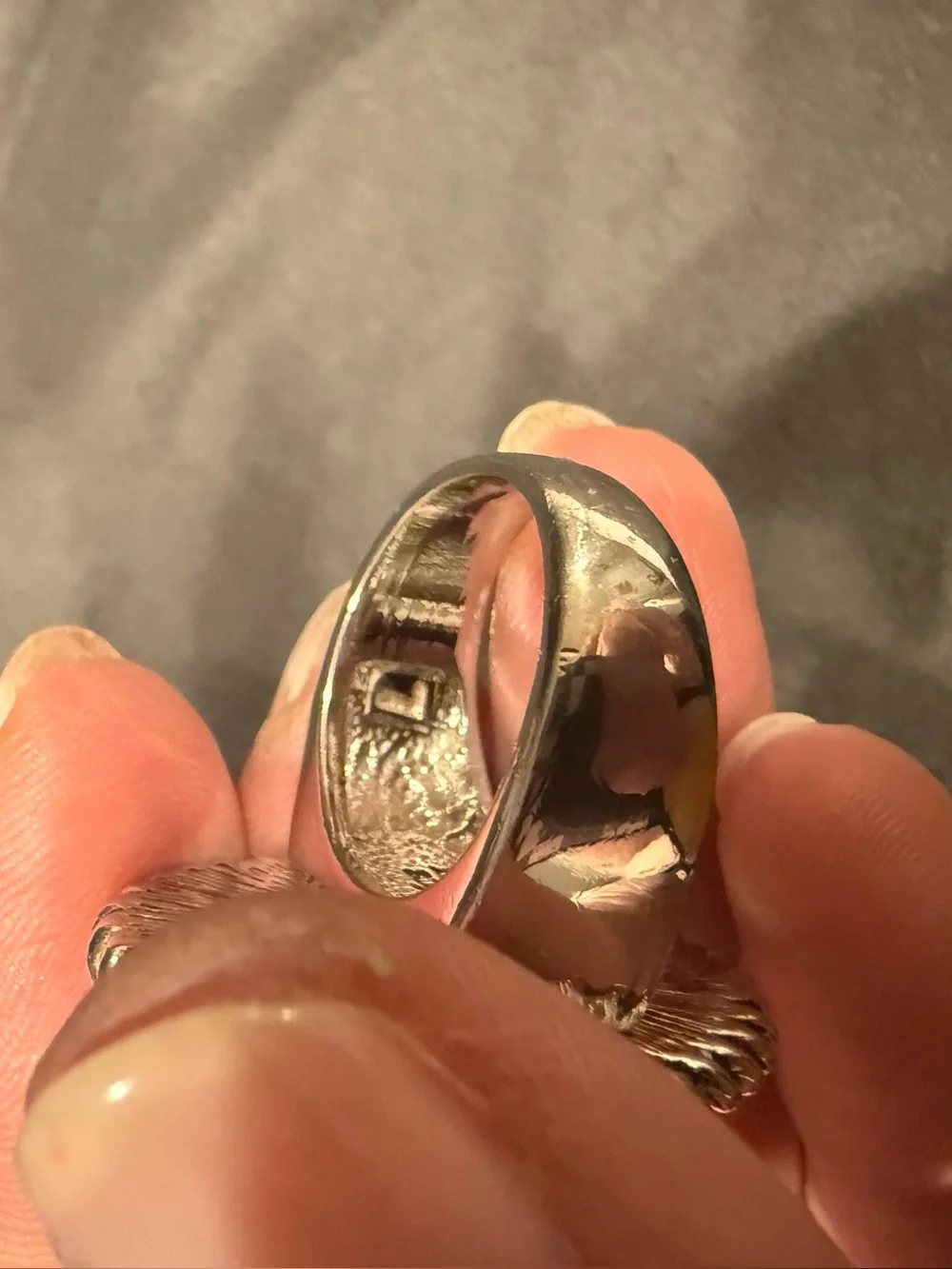 Vintage Sterling Silver Blue Statement Ring Large Oval Cabochon Boho